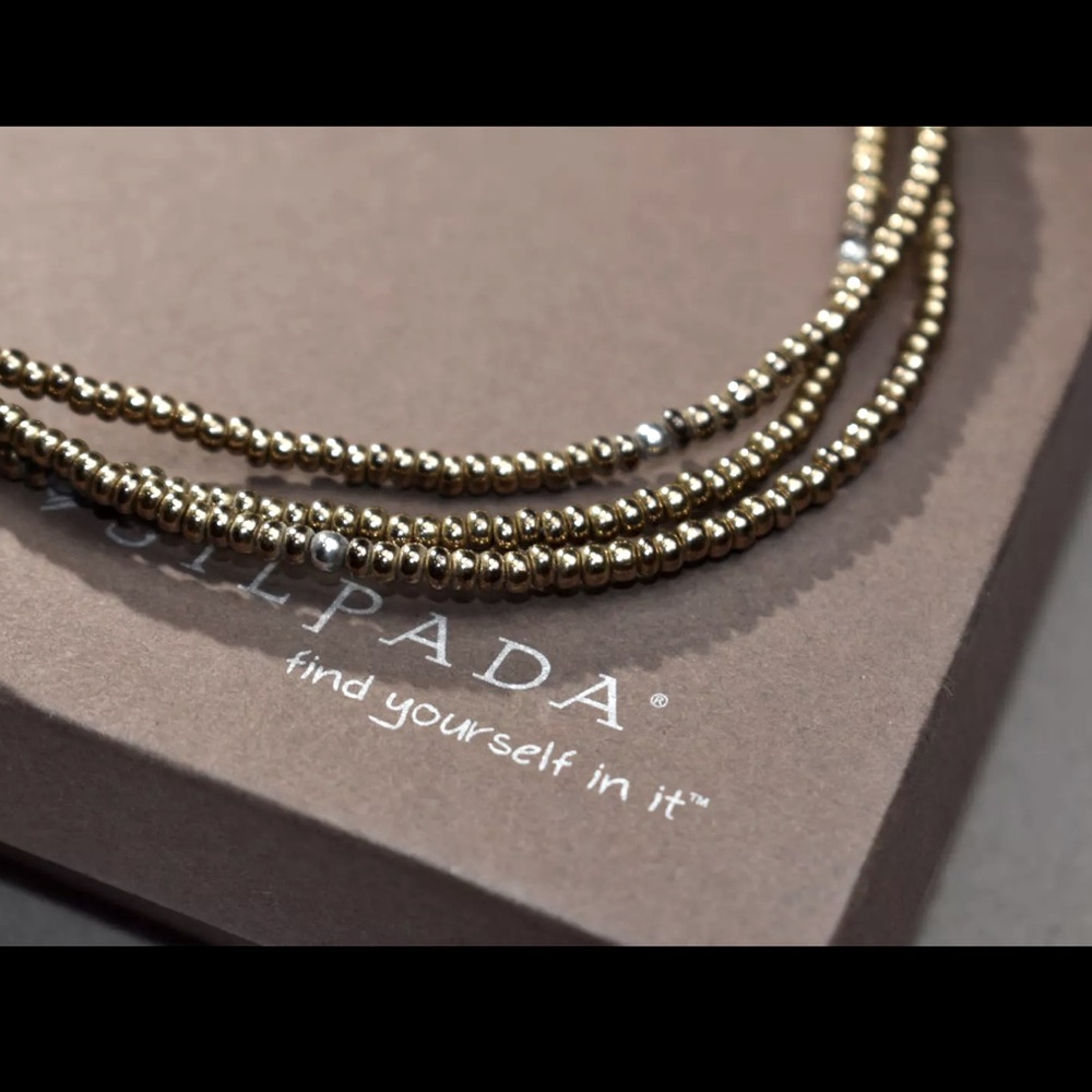Silpada Vintage Sterling Silver Bronze    Metallic Glass Bead 3 Strand Necklace